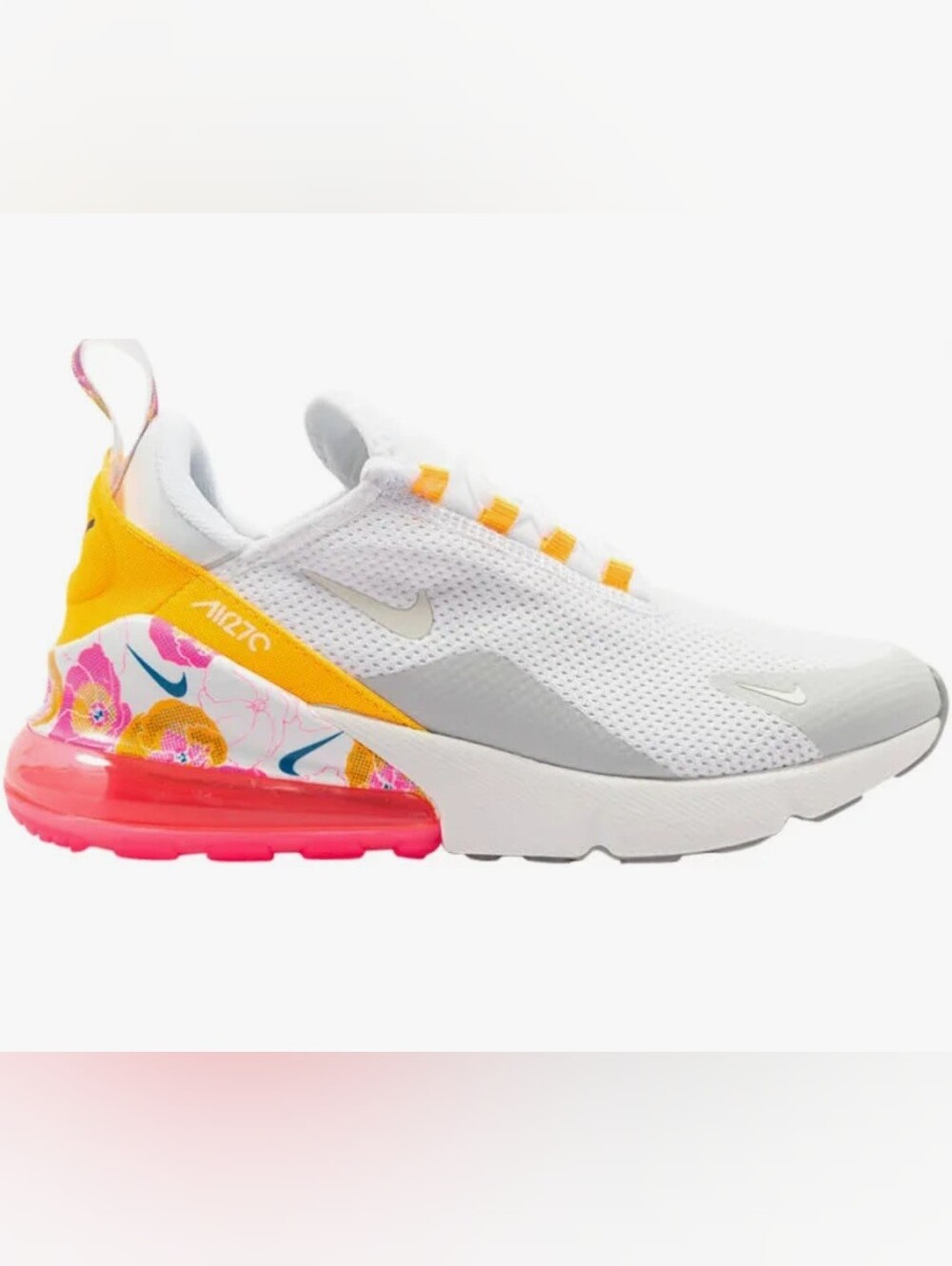 Nike Women’s Air Max S270 Floral with Yellow, Pink and Gray Accents